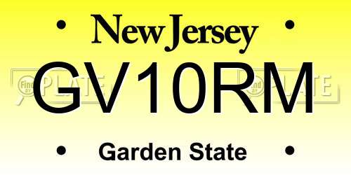 GV10RM New Jersey License Plate