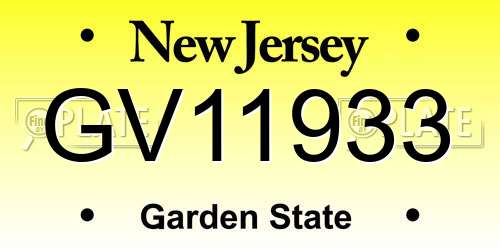 GV11933 New Jersey License Plate