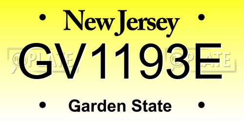 GV1193E New Jersey License Plate