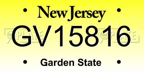 GV15816 New Jersey License Plate