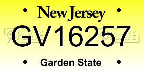 GV16257 New Jersey License Plate