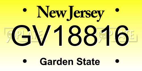 GV18816 New Jersey License Plate