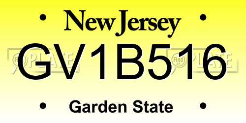 GV1B516 New Jersey License Plate