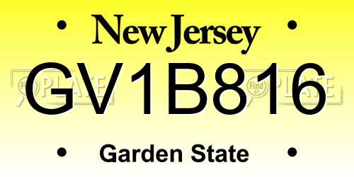 GV1B816 New Jersey License Plate
