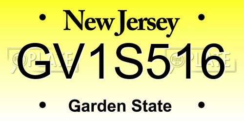 GV1S516 New Jersey License Plate