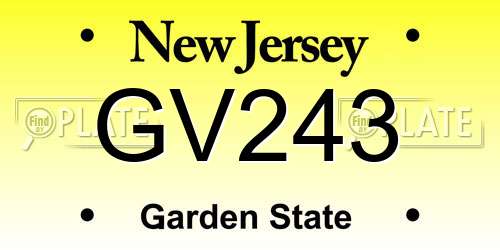 GV243 New Jersey License Plate