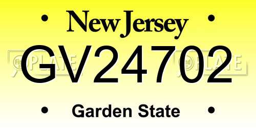 GV24702 New Jersey License Plate