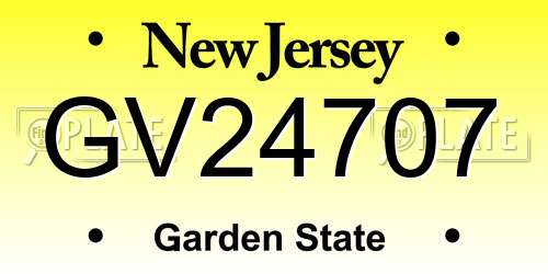 GV24707 New Jersey License Plate