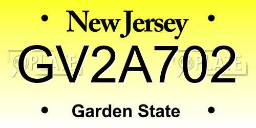 GV2A702 New Jersey License Plate