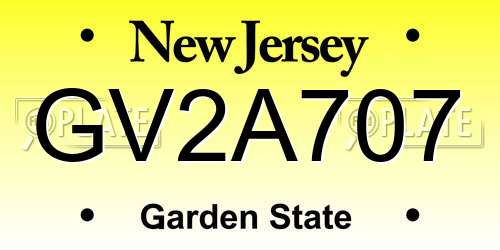 GV2A707 New Jersey License Plate