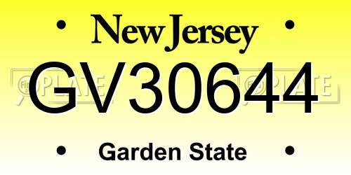 GV30644 New Jersey License Plate