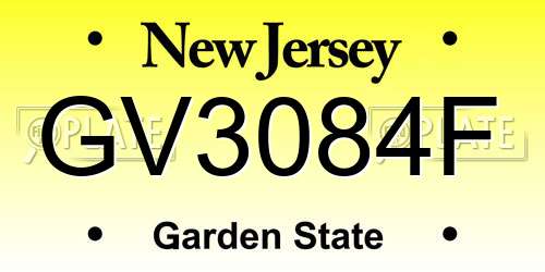 GV3084F New Jersey License Plate