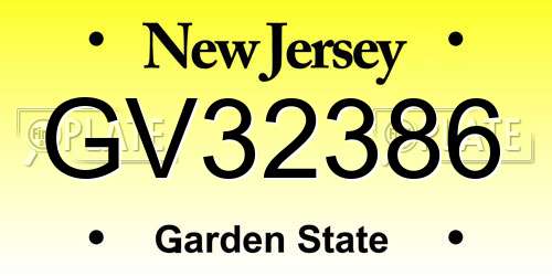 GV32386 New Jersey License Plate
