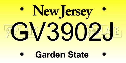 GV3902J New Jersey License Plate