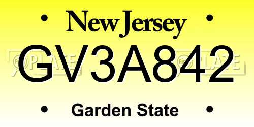 GV3A842 New Jersey License Plate