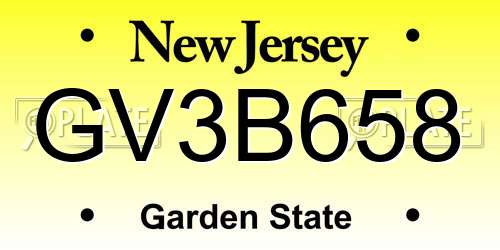 GV3B658 New Jersey License Plate