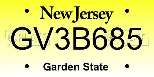 GV3B685 New Jersey License Plate