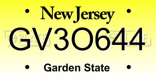 GV3O644 New Jersey License Plate