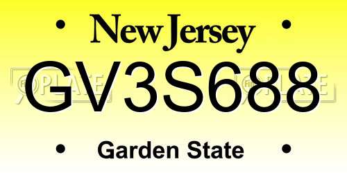 GV3S688 New Jersey License Plate