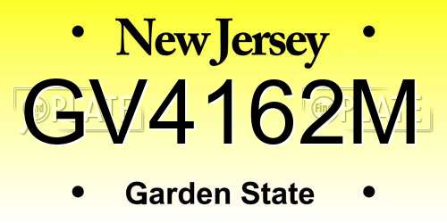 GV4162M New Jersey License Plate