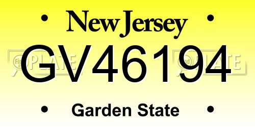 GV46194 New Jersey License Plate