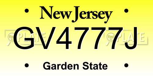 GV4777J New Jersey License Plate