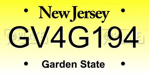 GV4G194 New Jersey License Plate