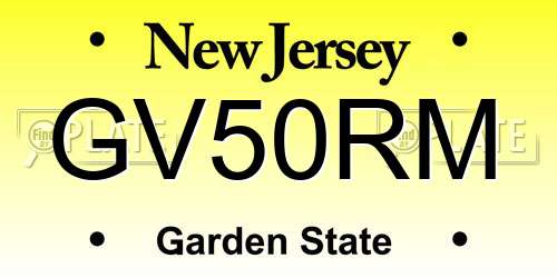GV50RM New Jersey License Plate