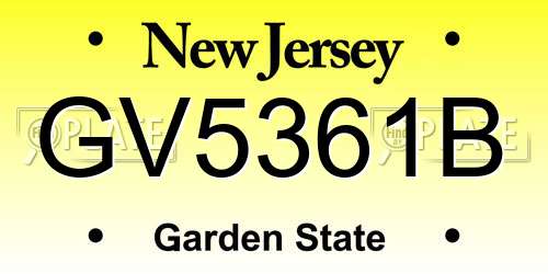GV5361B New Jersey License Plate
