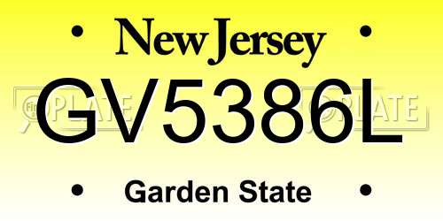 GV5386L New Jersey License Plate
