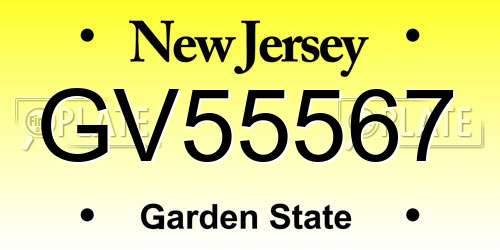 GV55567 New Jersey License Plate
