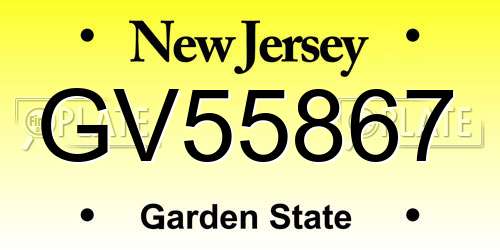 GV55867 New Jersey License Plate