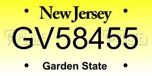 GV58455 New Jersey License Plate