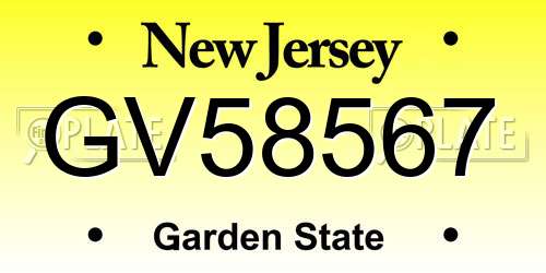 GV58567 New Jersey License Plate