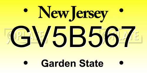 GV5B567 New Jersey License Plate