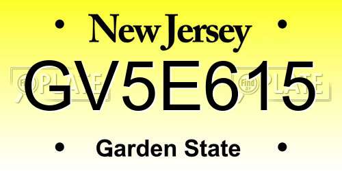 GV5E615 New Jersey License Plate