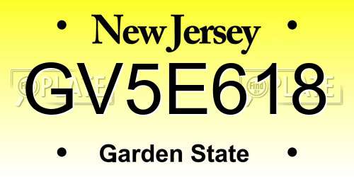 GV5E618 New Jersey License Plate