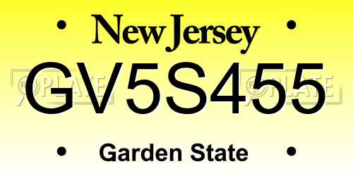 GV5S455 New Jersey License Plate