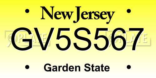GV5S567 New Jersey License Plate