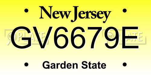 GV6679E New Jersey License Plate