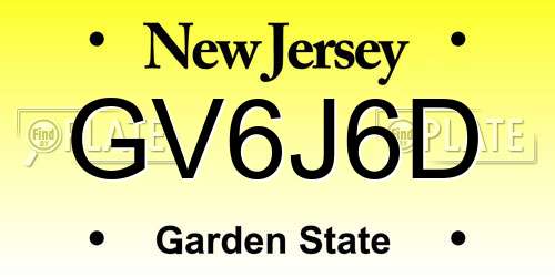 GV6J6D New Jersey License Plate