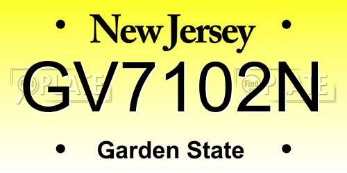 GV7102N New Jersey License Plate