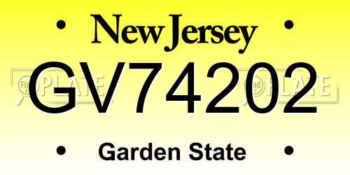 GV74202 New Jersey License Plate