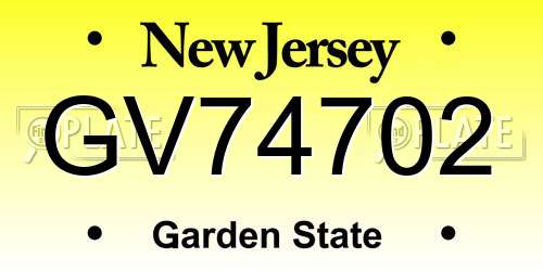 GV74702 New Jersey License Plate