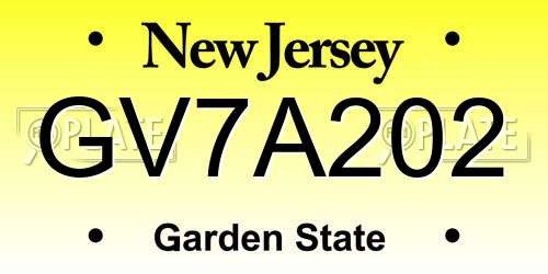 GV7A202 New Jersey License Plate