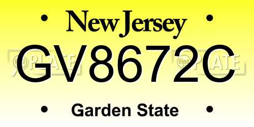 GV8672C New Jersey License Plate