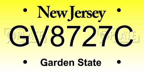 GV8727C New Jersey License Plate
