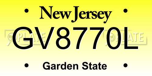 GV8770L New Jersey License Plate
