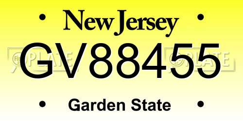 GV88455 New Jersey License Plate