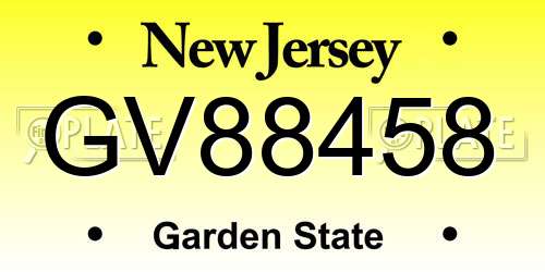GV88458 New Jersey License Plate